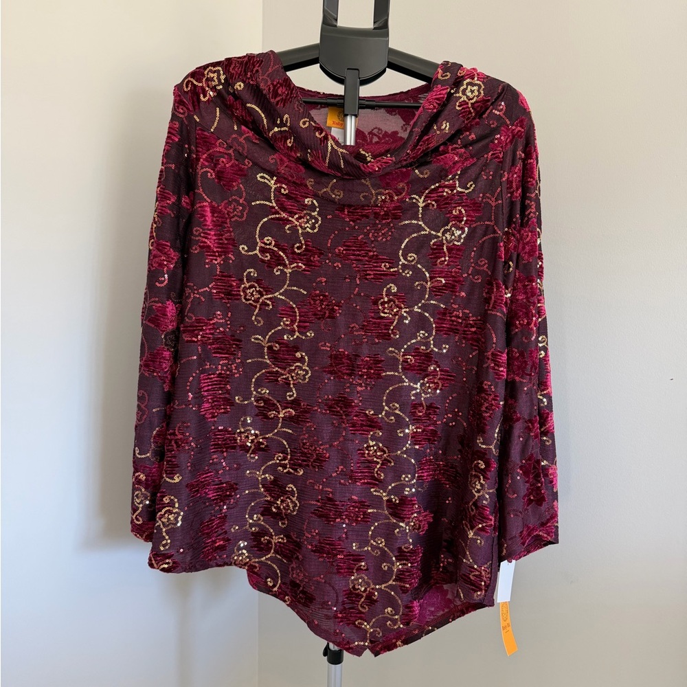 NWT RUBY RD | TOP | Ruby Rd. Berry Glam Top with Sequins